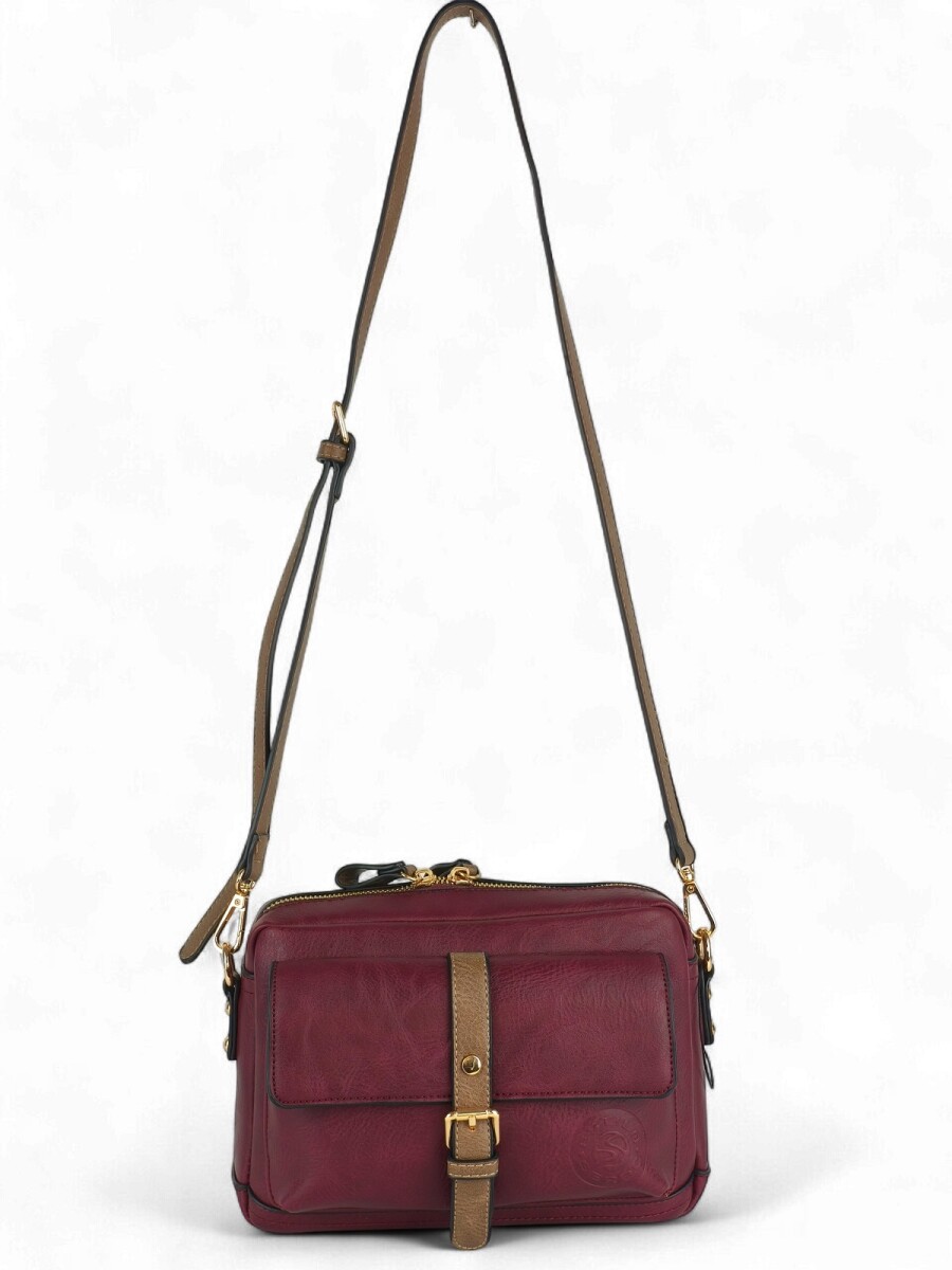 Cartera bandolera - bordó con beige 