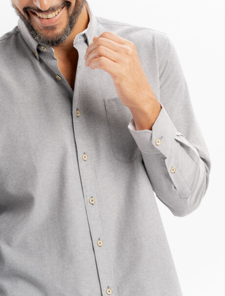 Camisa m/l oxford lisa gris