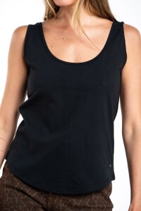 Musculosa Algodón Peinado Negro