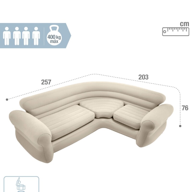 INTEX SILLÓN ESQUINERO INFLABLE 257x203x76 VALVULA 2en1 Intex Sillón Esquinero Inflable 257x203x76 Valvula 2en1