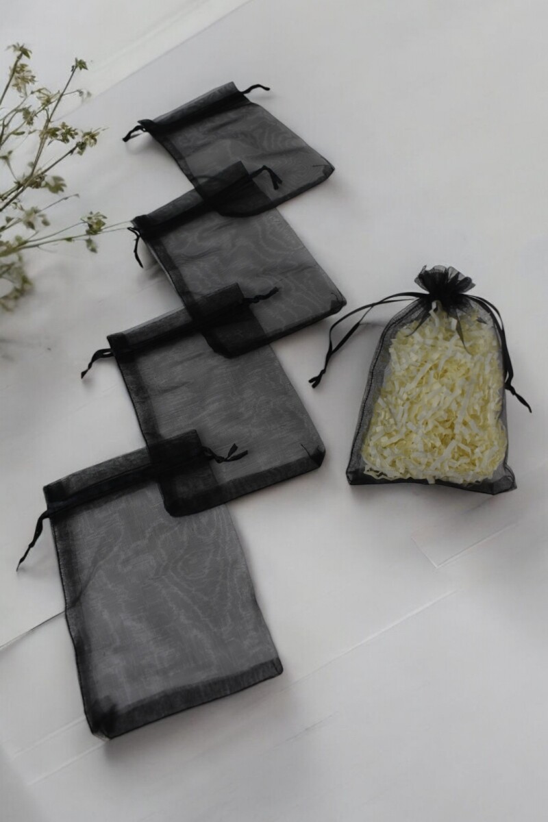 Pack x 200 - Bolsas organza 9x15 cm - NEGRO 
