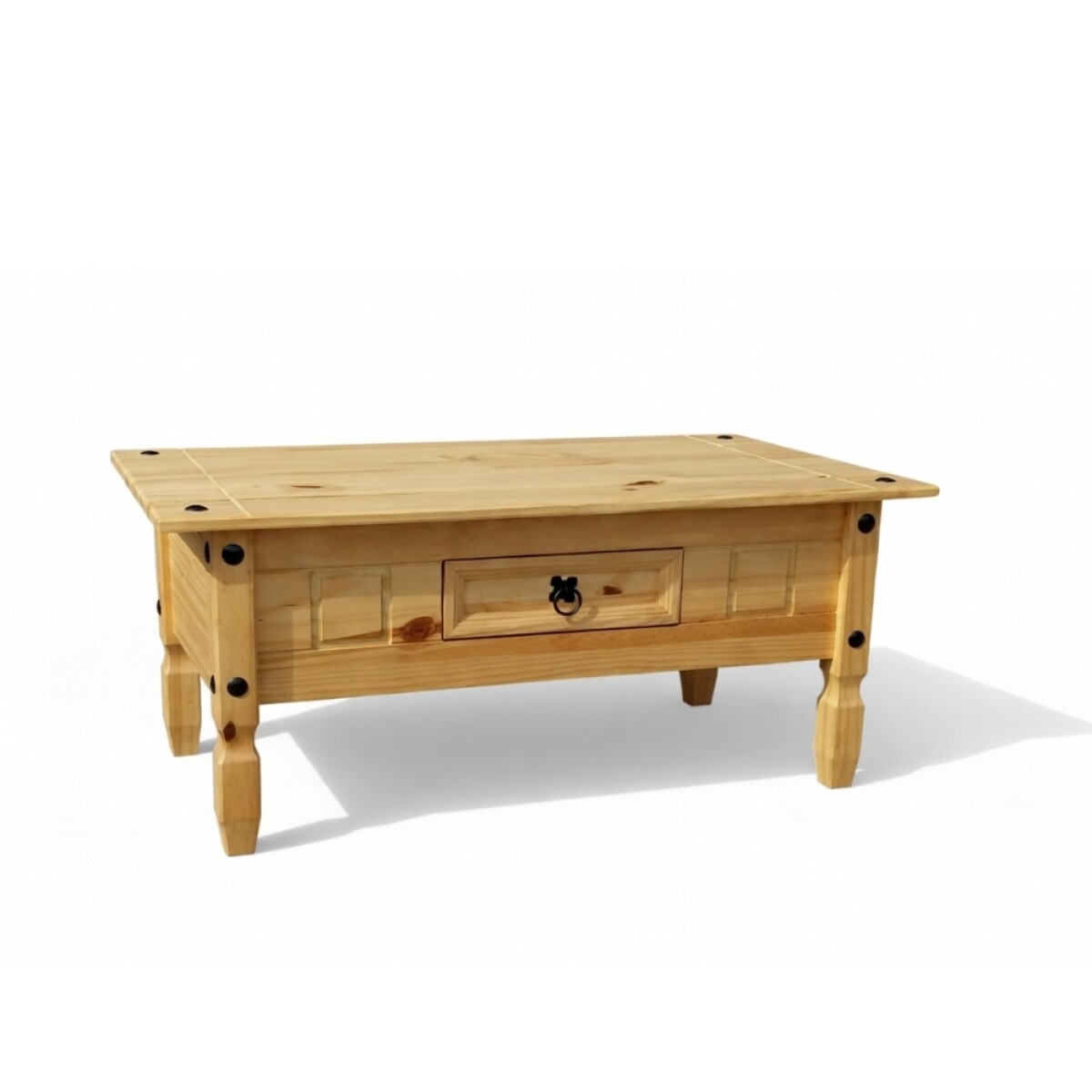 MESA RATONA LIVING DE CENTRO CON CAJÓN EN MADERA MACIZA - LÍNEA MEXICANA - COLOR MADERA 