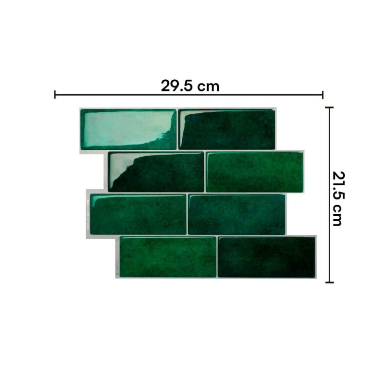 Azulejos adhesivos para cocina baño diseño ladrillo 10uds Verde