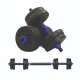 Set 2 Mancuernas Lumax + Barra 2 en 1 + 30kg Discos Pesas Azul