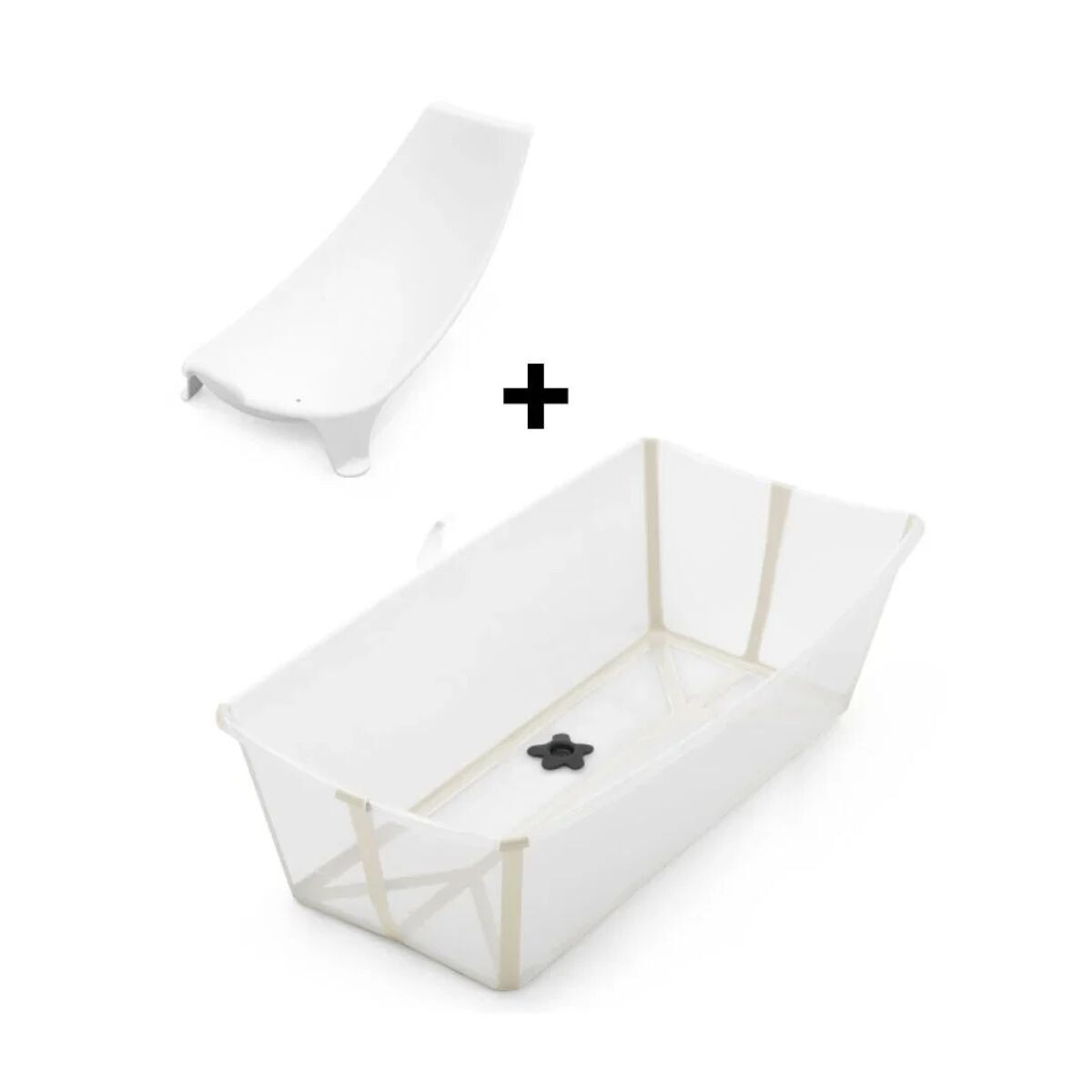 PACKBRN - Set Baño Stokke Flexibath Plegable Con Reposera Transparente Y Beige 