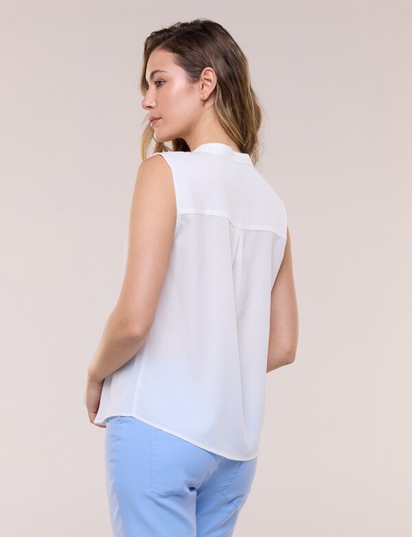 Blusa De Gasa Con Botone CRUDO