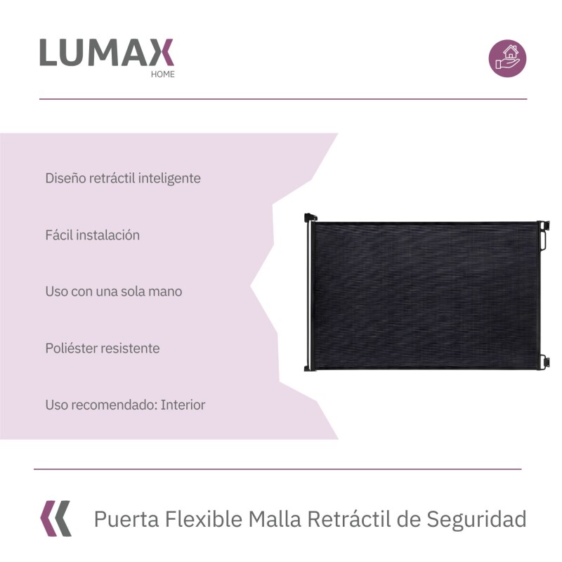 Puerta Flexible Lumax con Malla Retráctil de Seguridad Negro