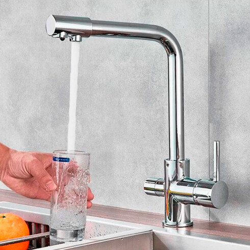 Monocomando De Cocina Cromado De Mesada Para Instalar Con Filtro De Agua 000