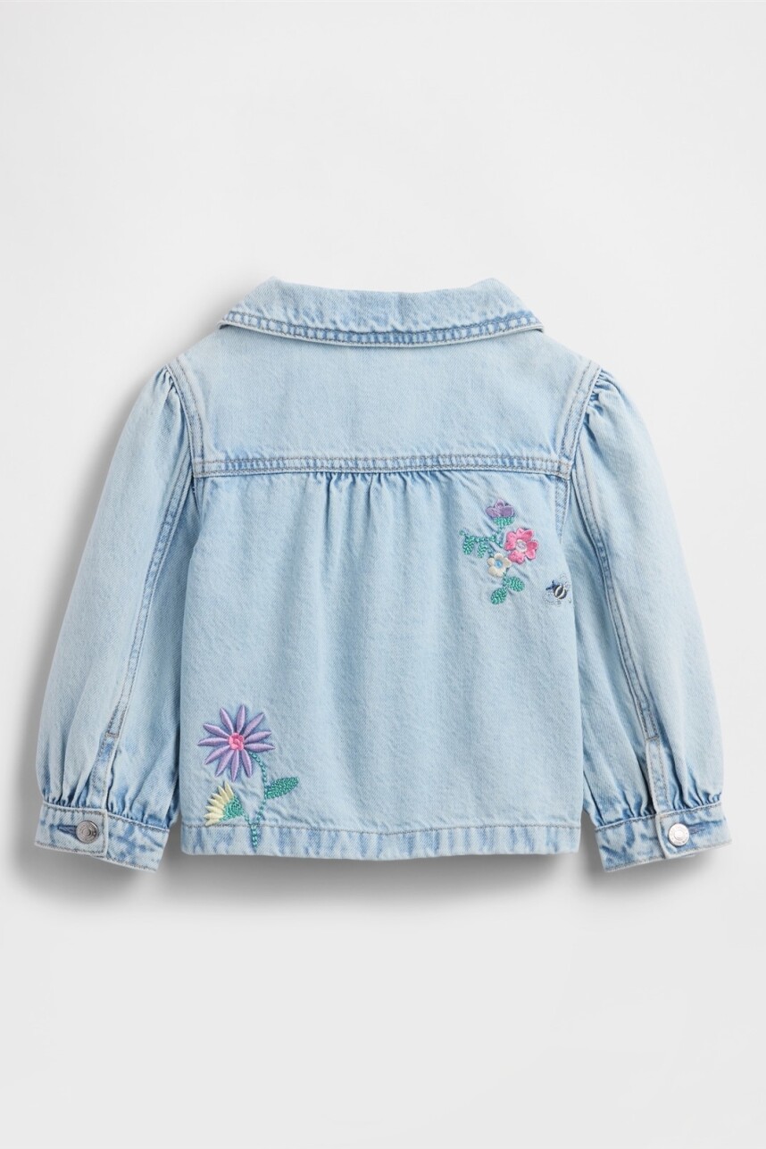 Campera De Jean Bordada Toddler Niña Light Wash