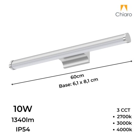 Luminaria Barra de led lineal 60cm 3EN1 PLATA