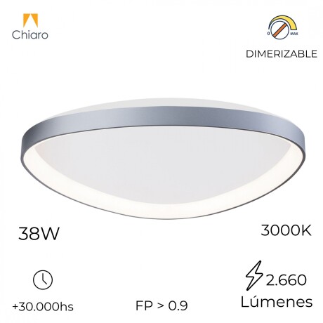 Plafón LED, Diseño triangular, Dimerizable 38W 45CM PLATA