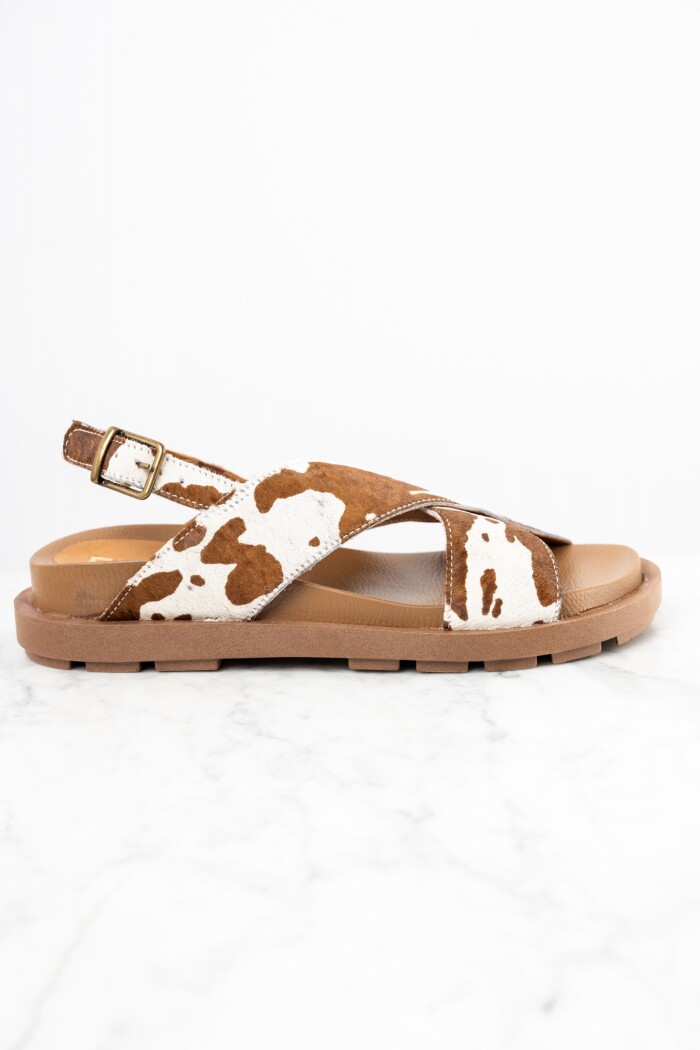 Sandalia Animal Print Pelo Vaca Marrón