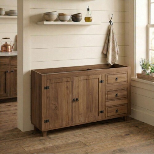 Bajo mesada 2 Puertas, 3 cajones - Linea Mexicana - Nogal