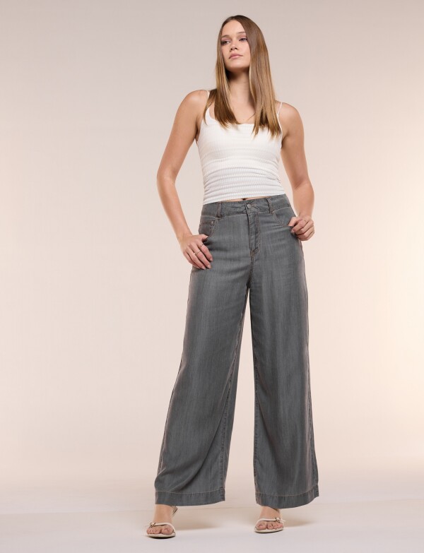 Pantalon Denim Wide Leg GRIS