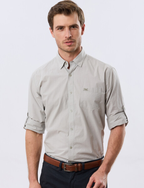 CAMISA LISA DE ALGODÓN Pistacho