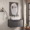 MUEBLE DE BAÑO SUSPENDIDO 70 CM CON ESPEJO SIN BACHA - GRAFITO MUEBLE DE BAÑO SUSPENDIDO 70 CM CON ESPEJO SIN BACHA - GRAFITO