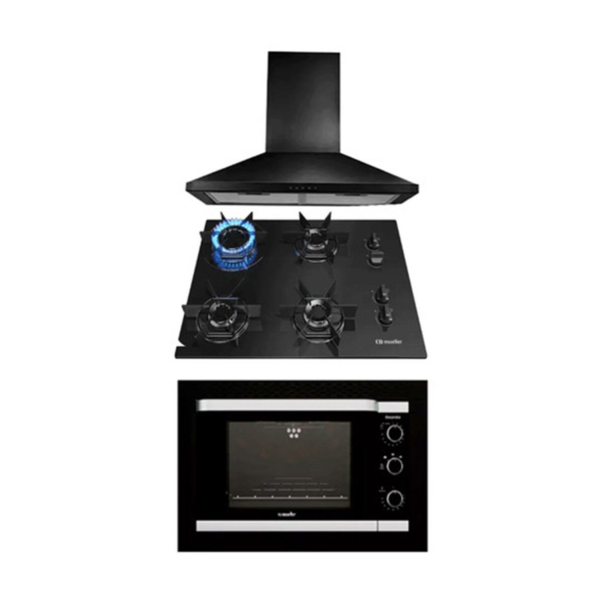 Combo Horno Empotrar Anafe 4 Horn Campana Inox La Tentación 