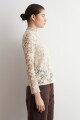 Media polera de encaje beige