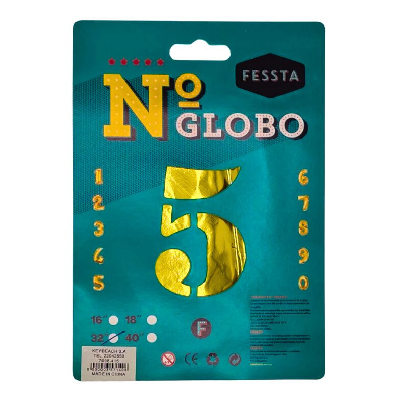 Globo Número Fessta 32" Dorado CINCO