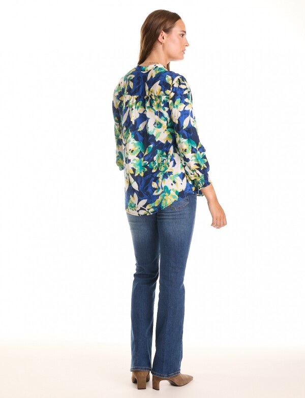 Blusa Plisada MULTI/AZUL