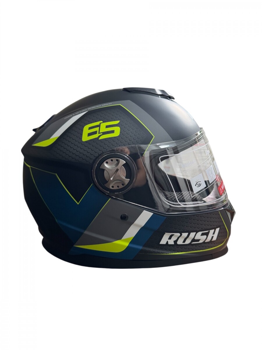 CASCO DE MOTO RUSH INTEGRAL - NEGRO MATE, AMARILLO 