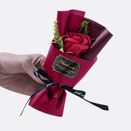 Detalle Flor De Regalo - Jabón En Mini Ramo Bordó