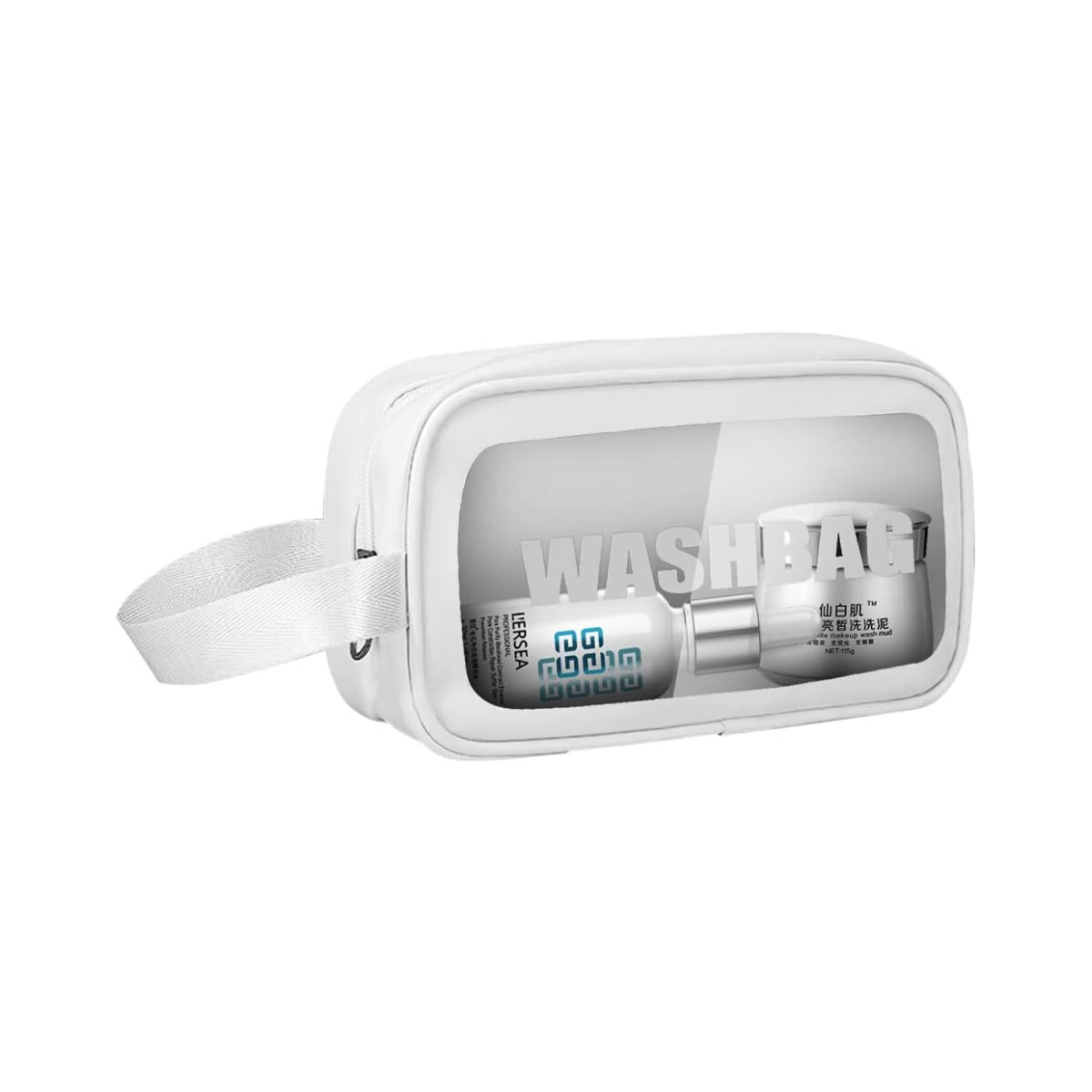 Neceser Transparente Washbag Grande - Blanco 