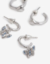 Aros Argollas Set Con Dijes Aros Argolla Set Mariposa - Plateado Rodio