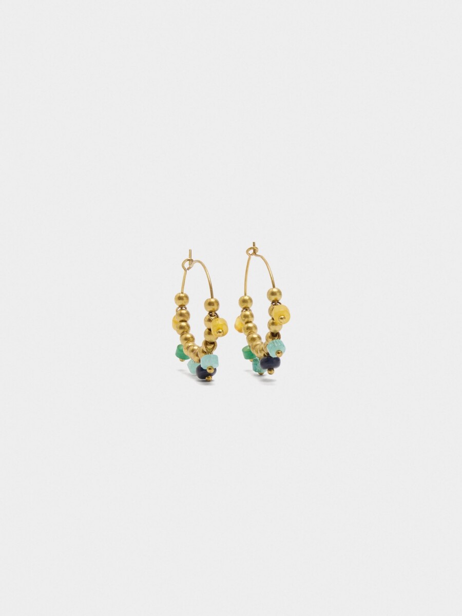 Aros Con Cuentas De Piedra Y Resina multicolor