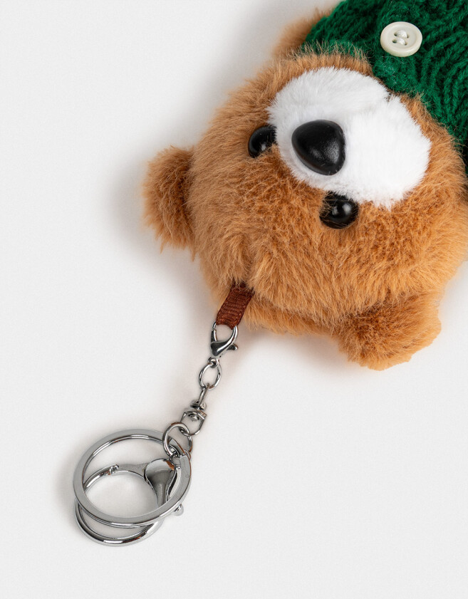 Llavero Peluche Llavero Y Charm De Osito Con Sweater - Marron Medio
