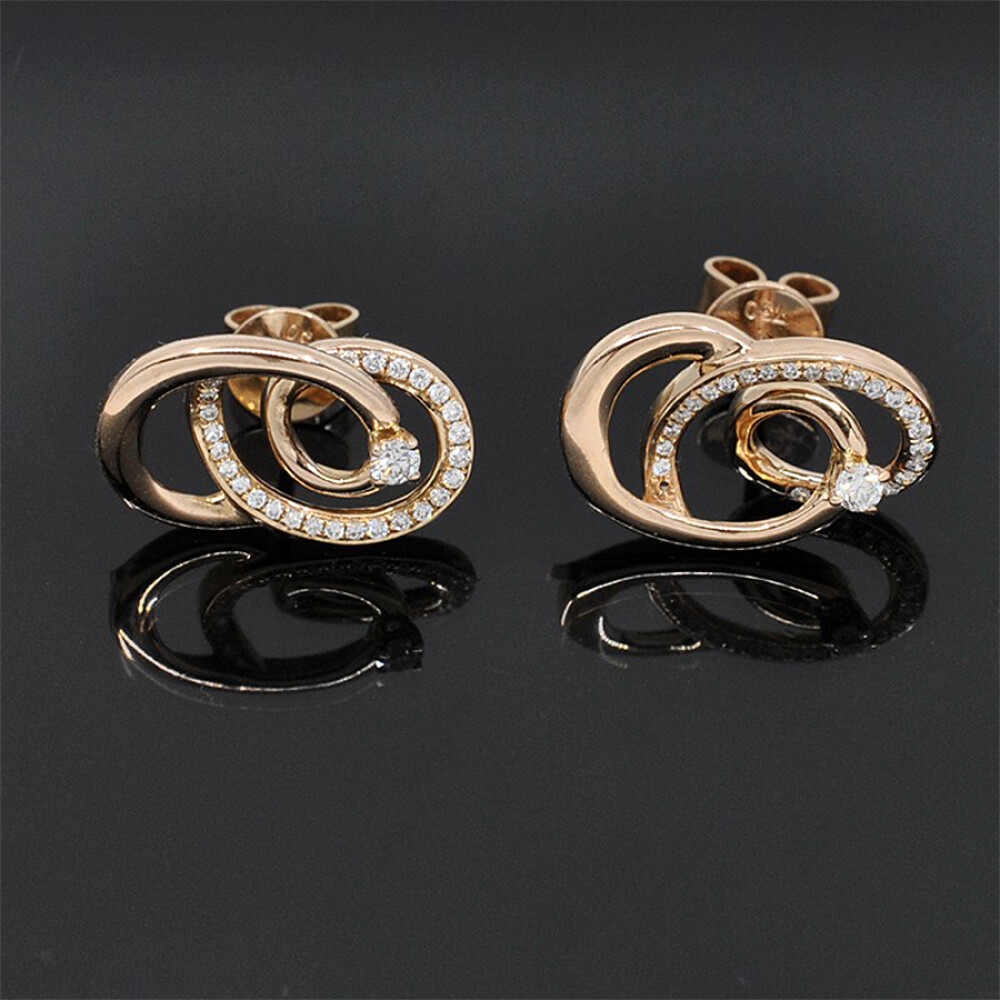 Caravanas En Oro Rosa 18K Y Brillantes Caravanas En Oro Rosa 18K Y Brillantes