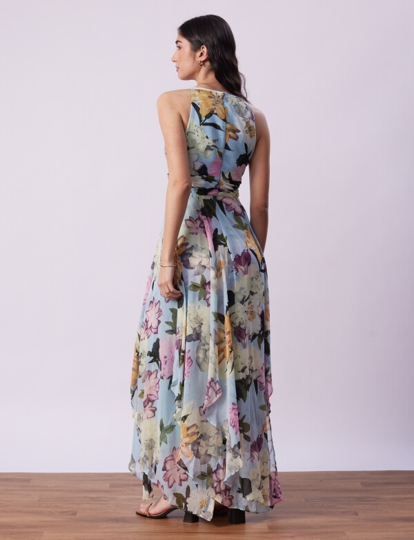 Vestido Noche Maxi CELESTE/MULTI