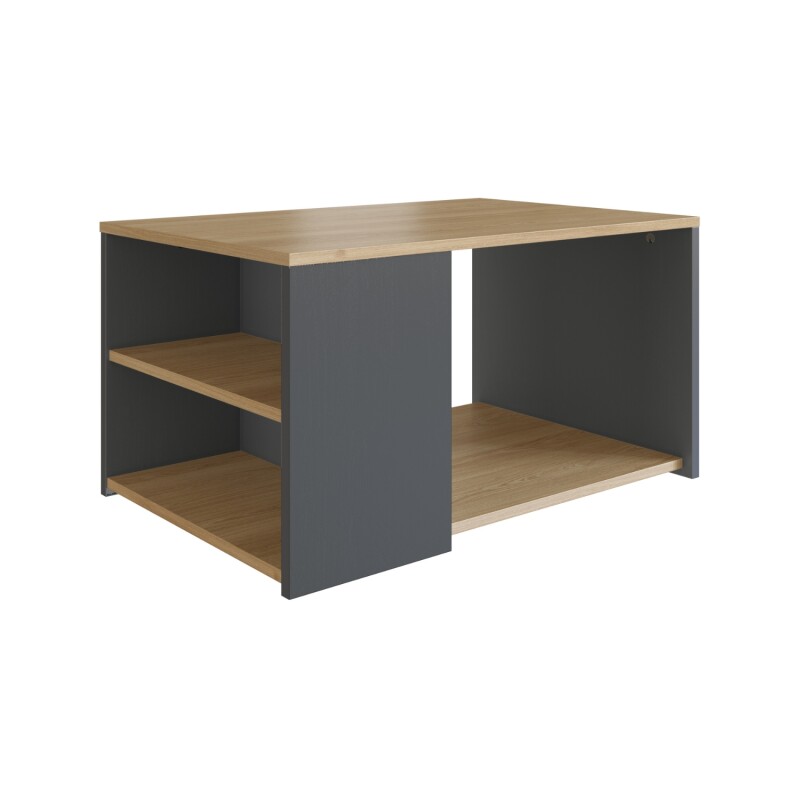 Mesa Ratona De Centro Living grafito/roble Con Estante Lumax Mesa Ratona De Centro Living grafito/roble Con Estante Lumax