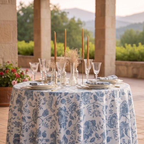 Mantel Clásico 100% Algodón 220cm - Pilar Bluestone
