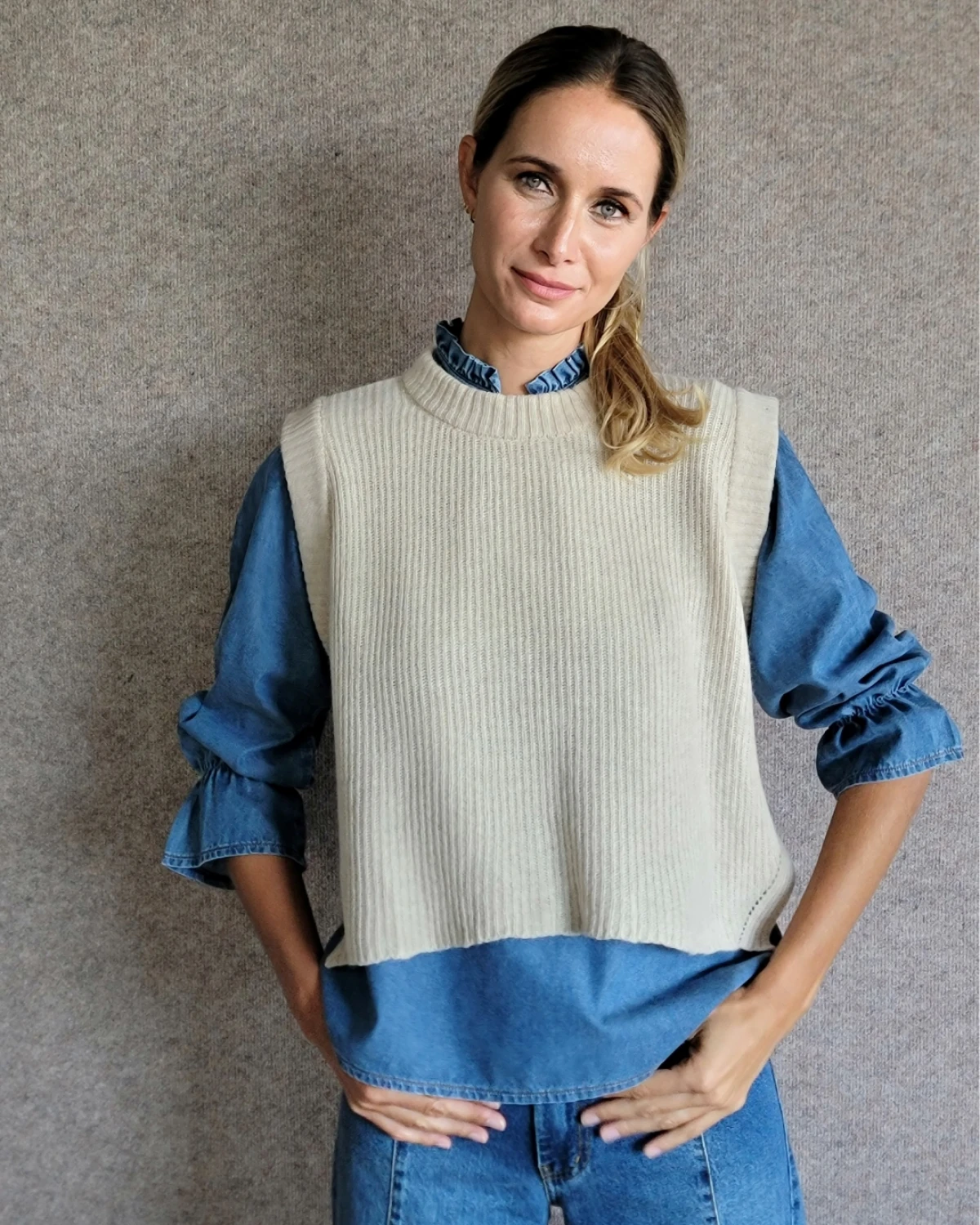 Chaleco Olivia arena talle unico