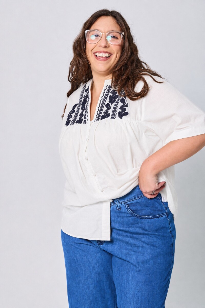 Blusa Yanina - Blanco/Azul 
