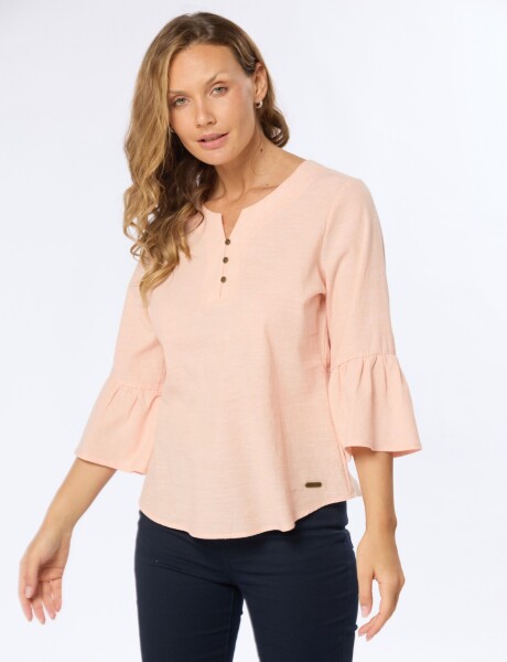 BLUSA DE LINO VOLADOS Coral