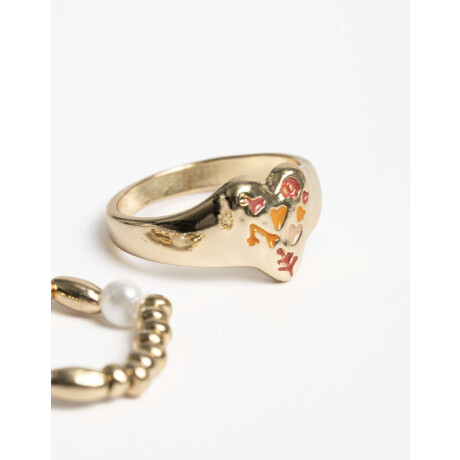 Set De Anillos Metal Dorado