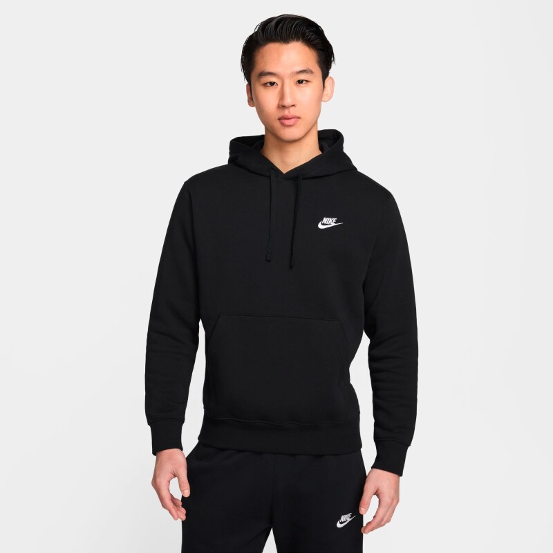 Abrigo Sportswear Club Hoodie Pullover de Hombre Negro