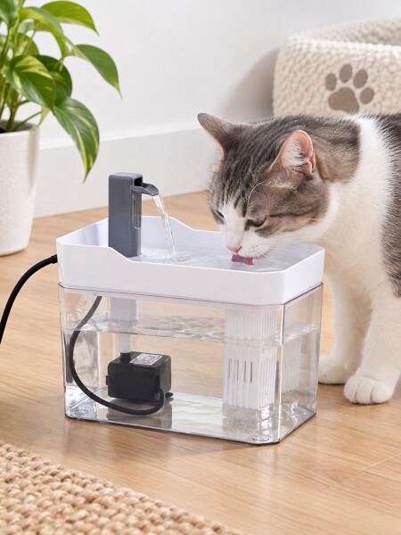 BEBEDERO FUENTE PARA GATOS TRANSPARENTE