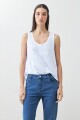 Musculosa rayada escote a la base blanco