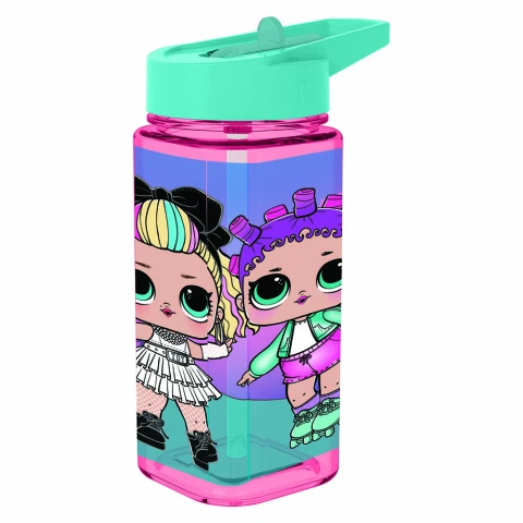 Botella Cuadrada Plástica con Pajita LOL Surprise 510 ml U
