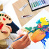 Set Arte Infantil 39 Piezas Caballete Pinceles Pinturas Accs Variante Color Rojo