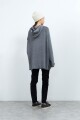 Campera tejida c/capucha gris melange