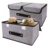 Caja Organizadora Plegable Ropa Doble Compartimiento Premium Color Gris y Blanco