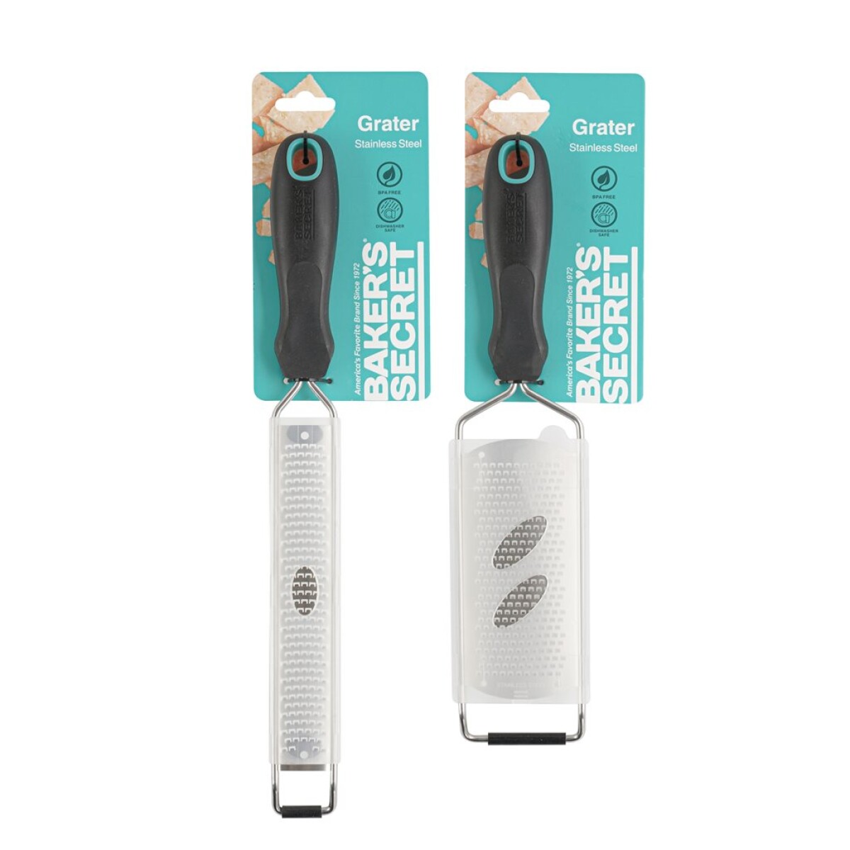 2 RALLADORES ACERO INOX. - 35,5CM / 32,8CM 