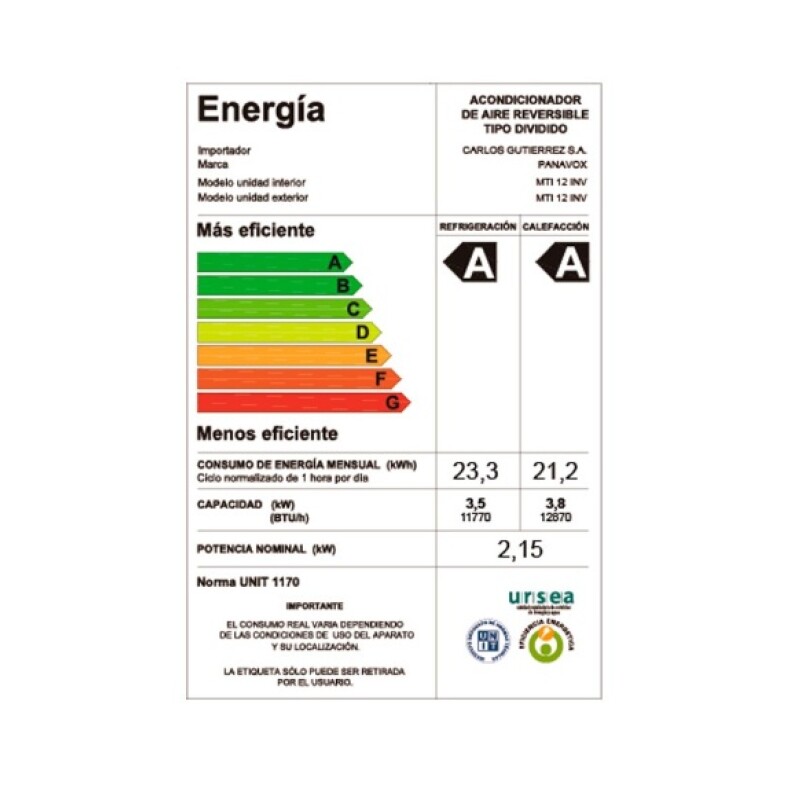 Aire acondicionado Panavox 12.000 BTU Inverter Aire acondicionado Panavox 12.000 BTU Inverter
