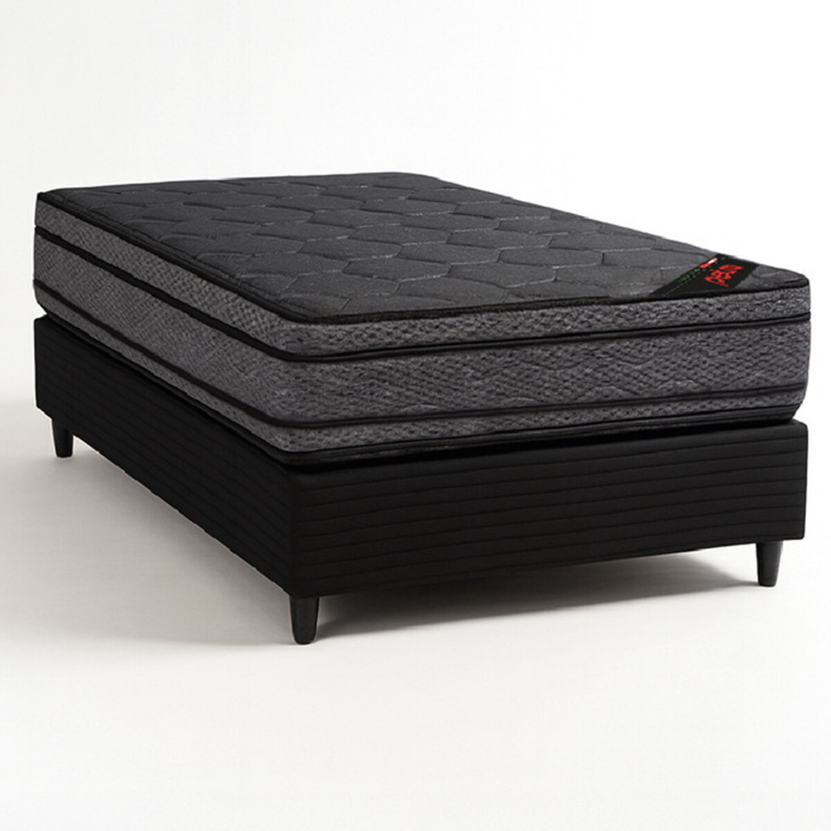 Conjunto Sommier Petra Plaza Y Media Titanio 100% Espuma 