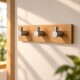 Perchero De Pared Colgante Adhesivo 3 Ganchos Madera Y Metal MADERA