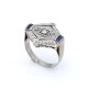 Anillo 18k estilo antiguo zafiros sintéticos,brillantes y diamantes Anillo 18k estilo antiguo zafiros sintéticos,brillantes y diamantes